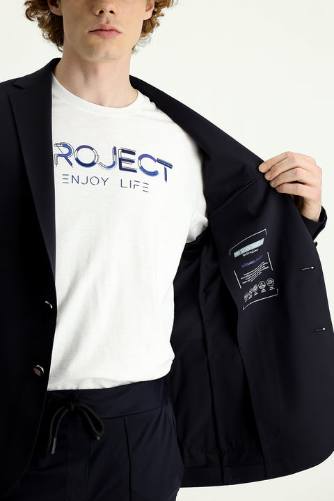 Dark Navy Techno-Line 7 Drop Slim Fit Knitted Sport Jacket