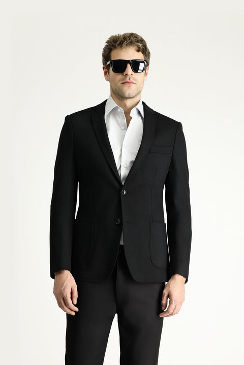 Black 7 Drop Super Slim Fit Extra Narrow Cut Sport Knit Jacket