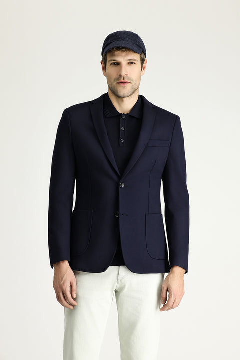 Dark Navy 7 Drop Super Slim Fit Extra Narrow Cut Sport Knit Jacket