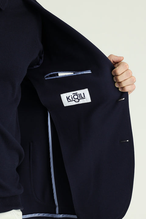 Dark Navy 7 Drop Super Slim Fit Extra Narrow Cut Sport Knit Jacket