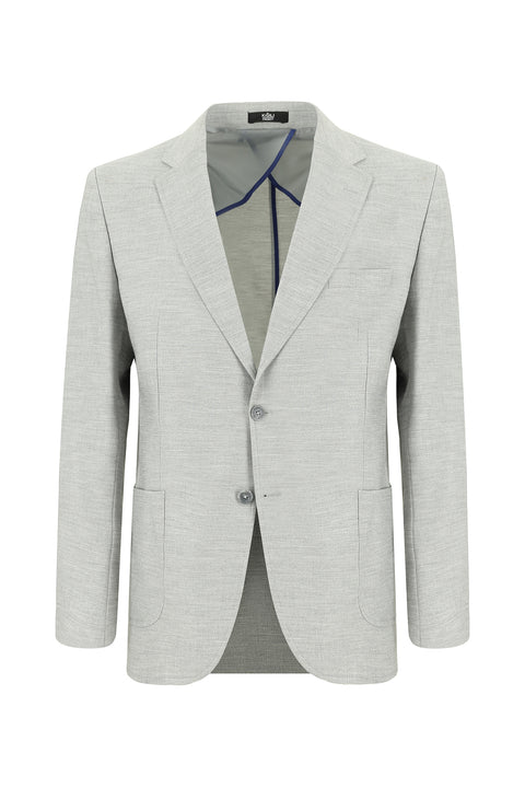 Medium Grey 7 Drop Super Slim Fit Extra Narrow Cut Sport Linen Blend Jacket