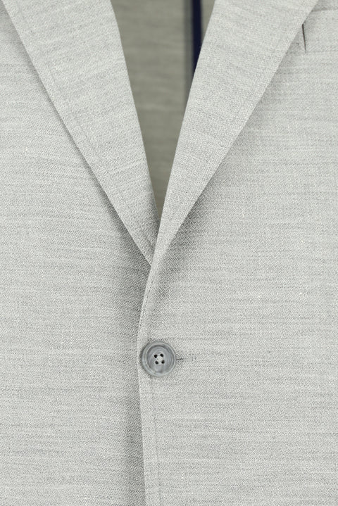 Medium Grey 8 Drop Muscle Fit Long Athletic Cut Sport Linen Blend Jacket