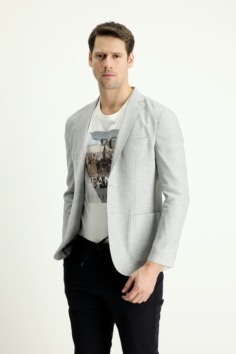 Medium Grey 7 Drop Super Slim Fit Extra Narrow Cut Sport Linen Jacket