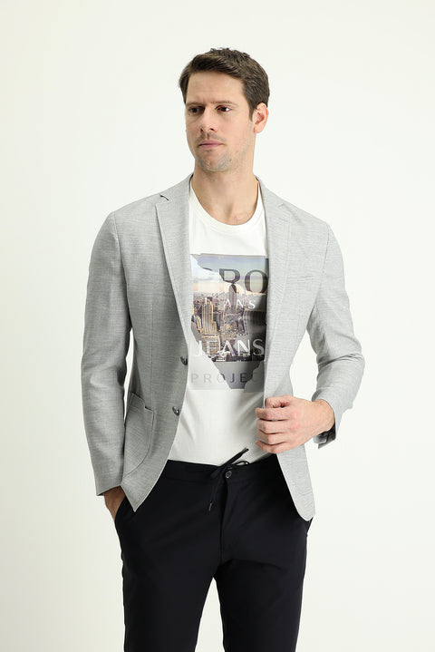 Medium Grey 7 Drop Super Slim Fit Extra Narrow Cut Sport Linen Jacket