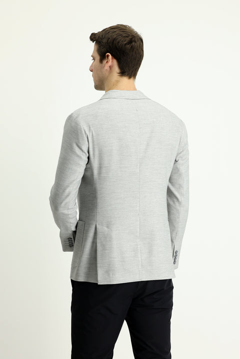 Medium Grey 7 Drop Slim Fit Sport Linen Blend Jacket