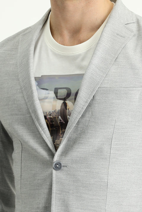 Medium Grey 7 Drop Slim Fit Sport Linen Blend Jacket