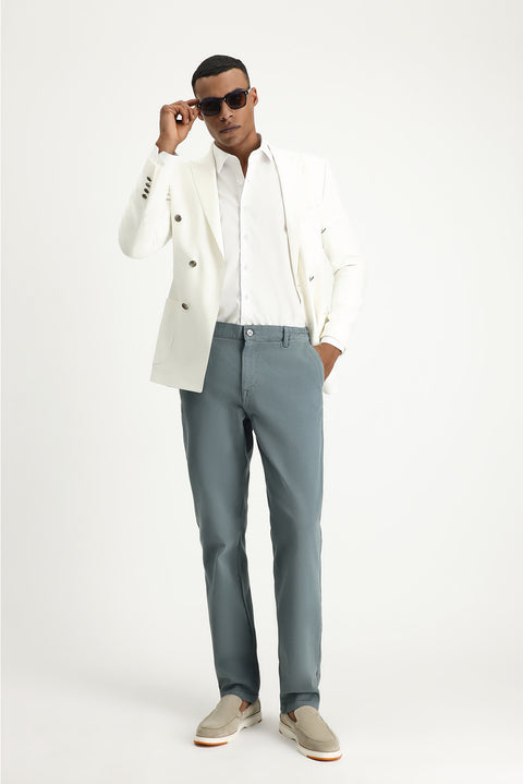 Cream 7 Drop Super Slim Fit Extra Narrow Cut Double-Breasted Linen Blend Jacket
