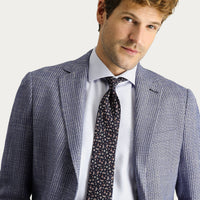 Dark Navy 6 Drop Regular Fit Standard Cut Classic Patterned Linen Jacket