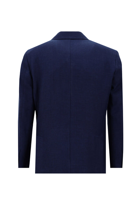 Light Navy Blue 4-Drop Relaxed Fit Comfortable Cut Sports Linen Wool Jacket