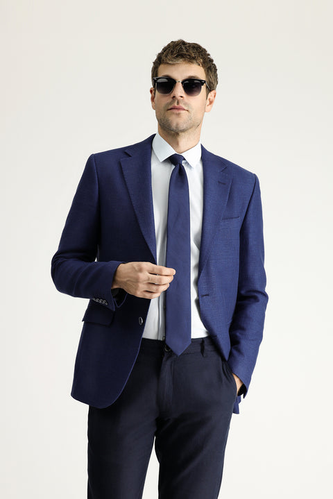 Light Navy Blue 8 Drop Muscle Fit Long Athletic Cut Classic Jacket