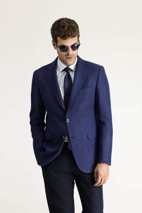 Light Navy Blue 8 Drop Muscle Fit Long Athletic Cut Classic Jacket