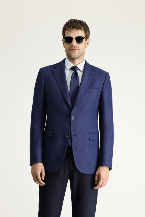 Light Navy Blue 8 Drop Muscle Fit Long Athletic Cut Classic Jacket
