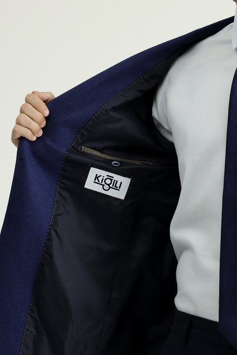 Light Navy Blue 8 Drop Muscle Fit Long Athletic Cut Classic Jacket