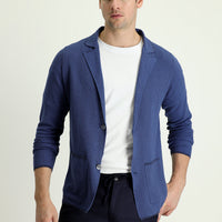 Black and Navy Blue 7 Drop Slim Fit Patterned Cotton Cardigan/Jacket