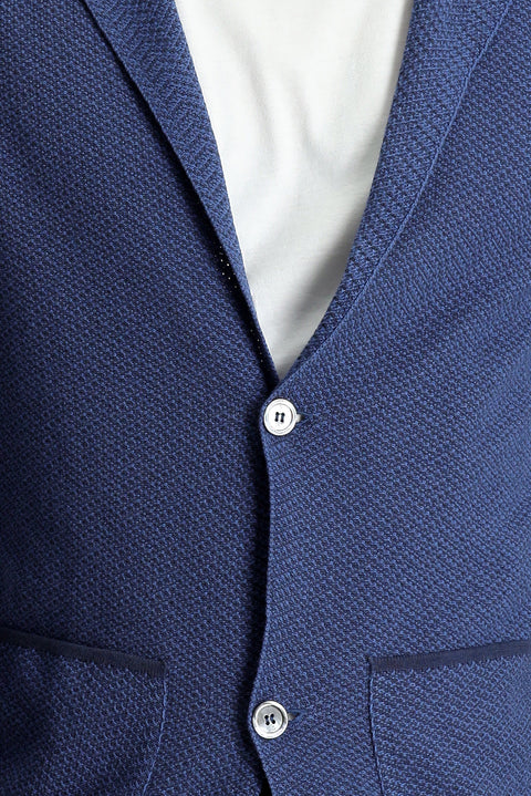 Black and Navy Blue 7 Drop Slim Fit Patterned Cotton Cardigan/Jacket