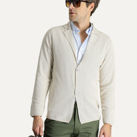 Light Beige 7 Drop Slim Fit Patterned Cotton Cardigan/Jacket