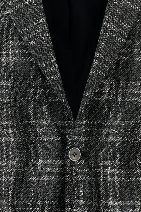 Dark Gray 4-Drop Relaxed Fit Plaid Jacket