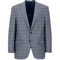 Dark Navy 4-Drop Relaxed Fit Plaid Jacket