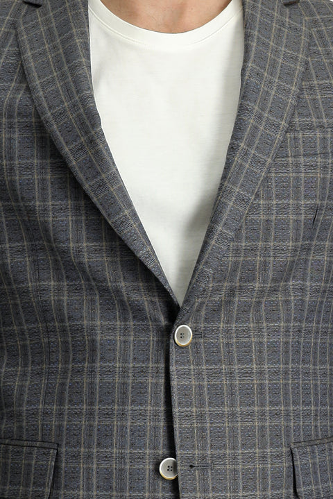 Medium Brown 4 Drop Relaxed Fit Plaid Sport Jacket
