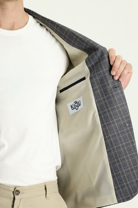 Medium Brown 6 Drop Regular Fit Standard Cut Plaid Sport Jacket