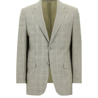 Medium Beige 4-Drop Relaxed Fit Classic Patterned Linen Blend Jacket