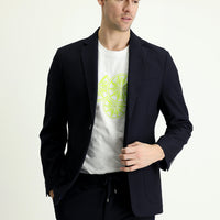 Dark Navy 7 Drop Slim Fit Classic Plaid Jacket