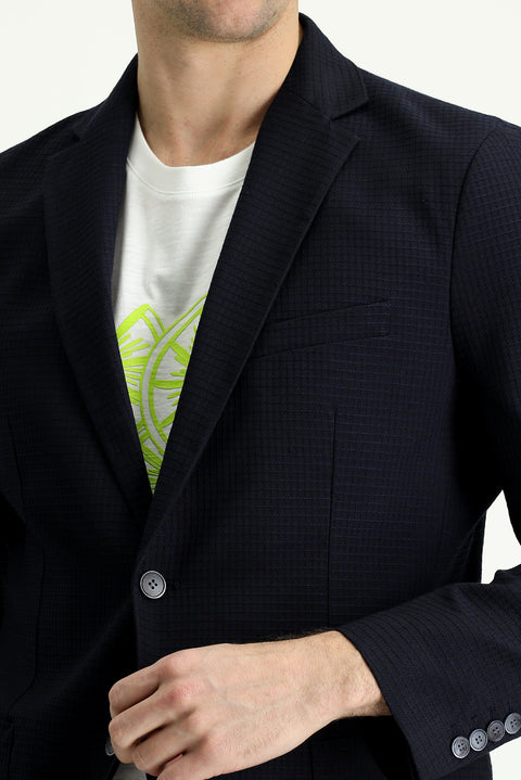 Dark Navy 6 Drop Regular Fit Classic Plaid Jacket