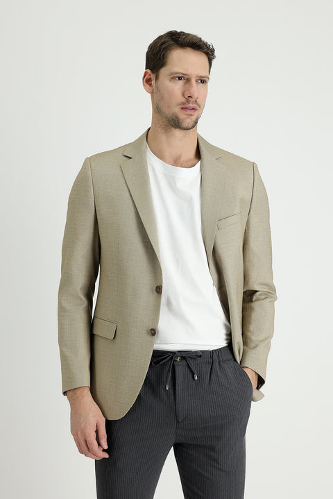 Medium Beige 6 Drop Regular Fit Classic Jacket