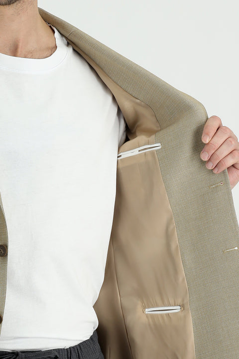 Medium Beige 6 Drop Regular Fit Classic Jacket