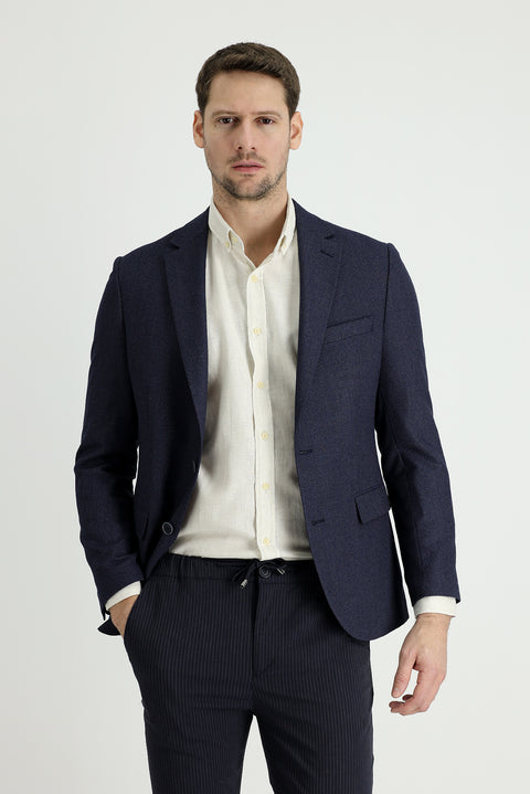 Dark Navy 7 Drop Slim Fit Classic Patterned Jacket