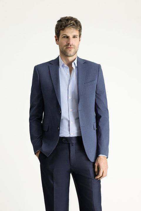 Medium Navy 6 Drop Regular Fit Standard Cut Patterned Waffle Jacket