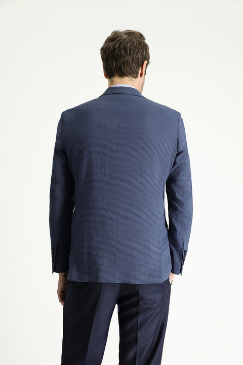 Medium Navy 6 Drop Regular Fit Standard Cut Patterned Waffle Jacket