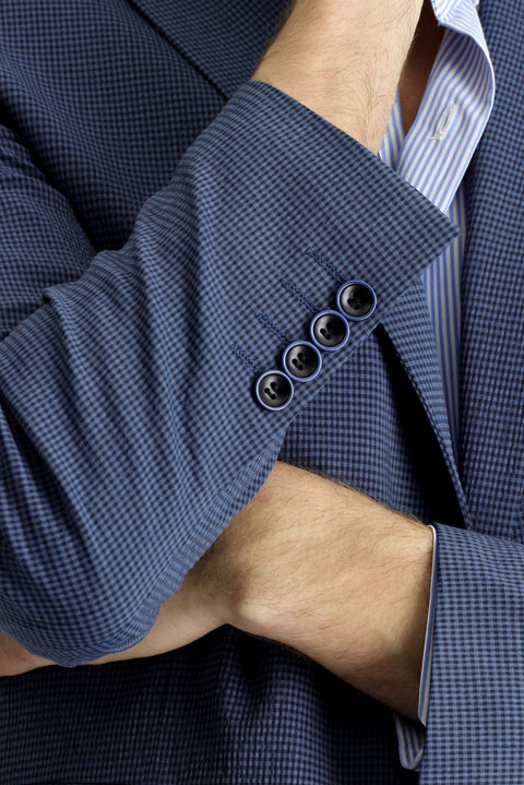 Medium Navy 6 Drop Regular Fit Standard Cut Patterned Waffle Jacket