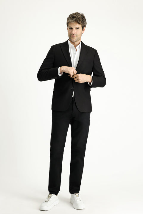 Siyah 6 Drop Regular Fit Standart Kesim Klasik Desenli Ceket