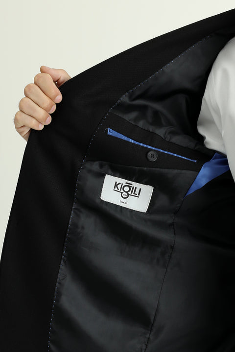 Black 8 Drop Muscle Fit Long Athletic Cut Classic Patterned Jacket