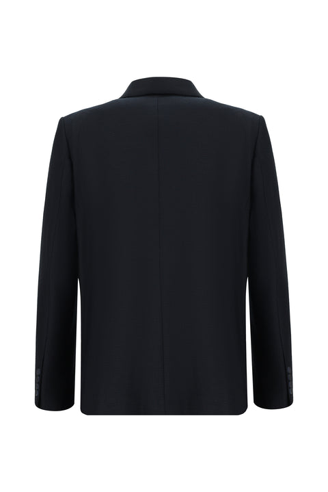 Dark Navy 8 Drop Muscle Fit Long Athletic Cut Classic Patterned Jacket