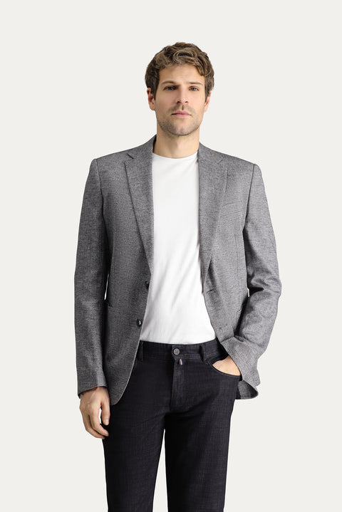 Black 4-Drop Relaxed Fit Classic Patterned Jacket