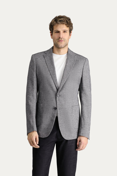 Black 4-Drop Relaxed Fit Classic Patterned Jacket