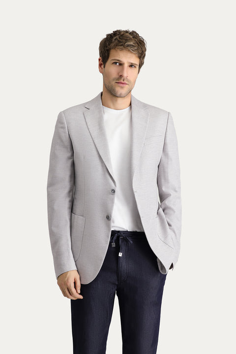 Medium Grey 4 Drop Relaxed Fit Classic Patterned Jacket