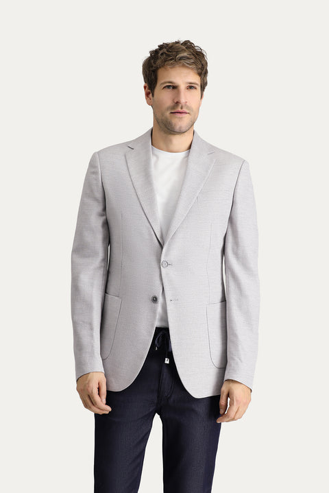 Medium Grey 4 Drop Relaxed Fit Classic Patterned Jacket