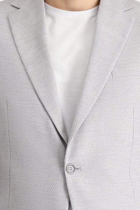 Medium Grey 4 Drop Relaxed Fit Classic Patterned Jacket