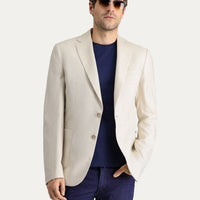 Cream 4 Drop Relaxed Fit Classic Patterned Jacket