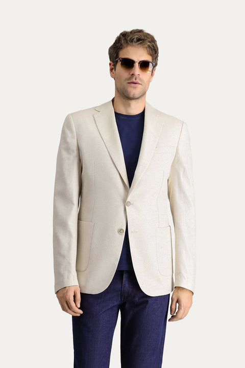 Cream 7 Drop Slim Fit Classic Patterned Jacket