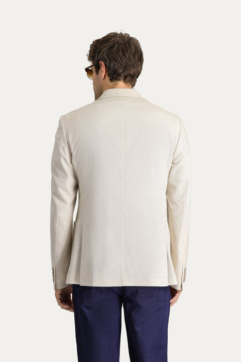 Cream 4 Drop Relaxed Fit Classic Patterned Jacket