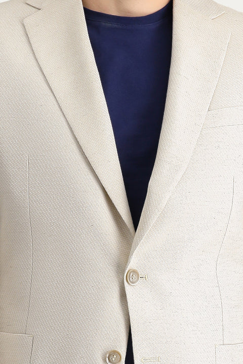 Cream 4 Drop Relaxed Fit Classic Patterned Jacket
