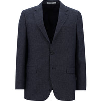 Dark Navy 4-Drop Relaxed Fit Classic Patterned Linen Jacket