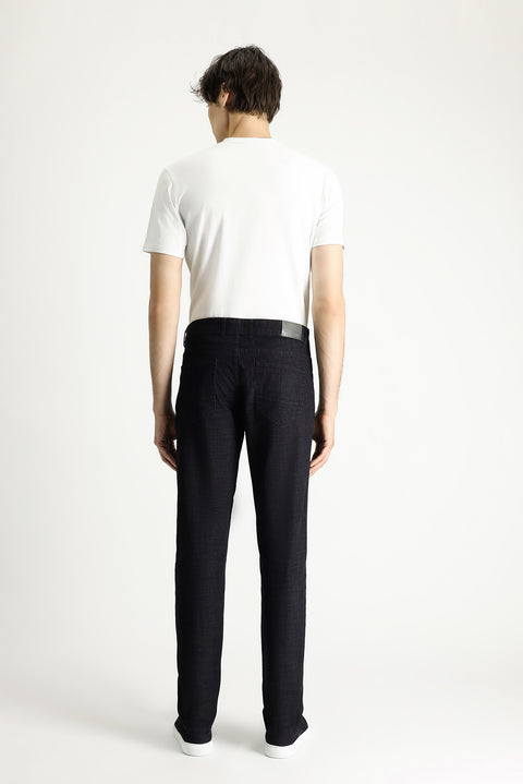 Black Slim Fit Narrow Cut Denim Look Lycra Trousers