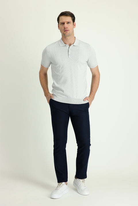 Dark Navy Regular Fit Standard Cut Cotton Canvas / Chino Trousers