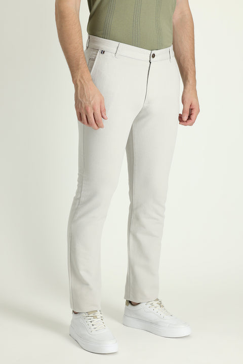 Stone Regular Fit Standard Cut Cotton Canvas / Chino Trousers
