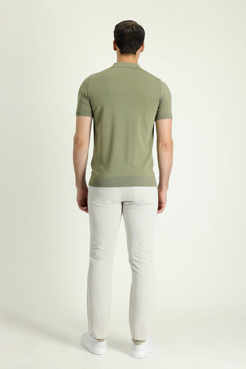 Stone Regular Fit Standard Cut Cotton Canvas / Chino Trousers